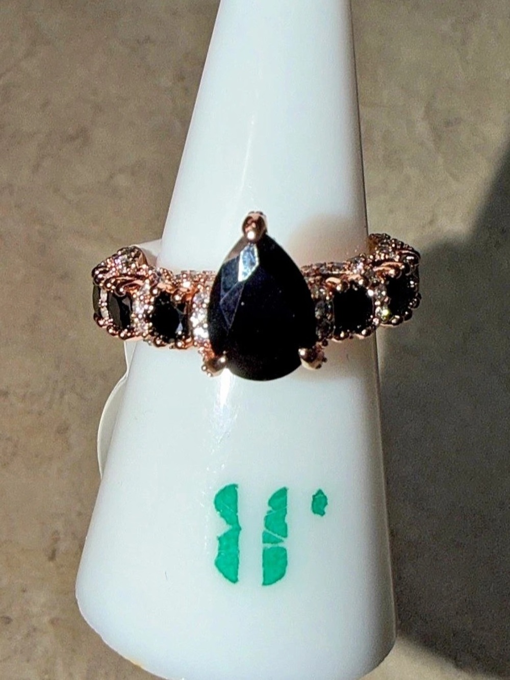 Bomb Party Size 7 Ring-Soothing Solitude Black Onyx on Rose Gold RG38053